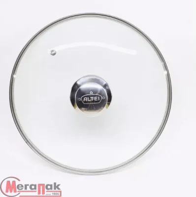 Крышка стеклянная с мет. ободком 22 см*22, арт. ЭТ-70477 Прозрачный - фото