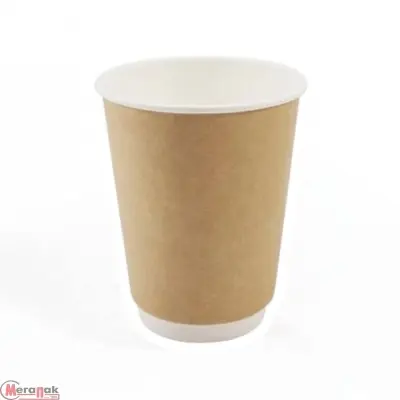 Стакан бумажный для горячего двухслойный 450 мл Крафт 25шт, арт. DW90-530/1182, AW254 Коричневый - фото