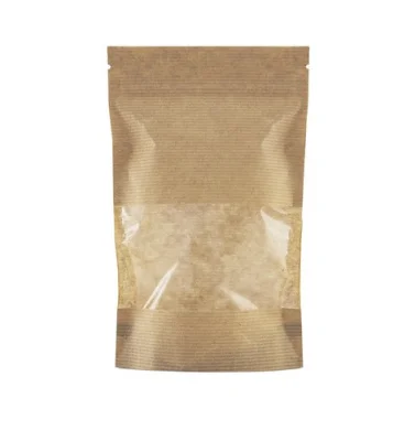 Пакет 160*250 ДП бумажный, зип,прозрачное окно 90мм 1/100 121-018 Коричневый - фото