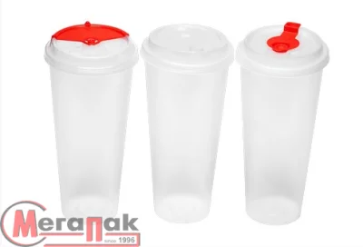 Комплект Стакан 650мл ПП Д90 (1022П) + Крышка для стакана ПП Д90 (3003К/ПК) с заглуш проз/крас, 5шт Комплект Стакан 650мл ПП Д90 (1022П) + Крышка для стакана ПП Д90 (3003К/ПК) с заглуш проз/крас, 5шт Прозрачный - фото