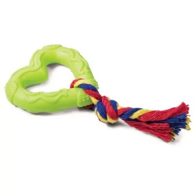 Игрушка для собак из литой резины "Сердечко с веревкой" 70/150мм Triol  - фото