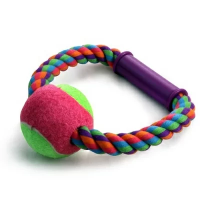 Игрушка для собак "Верёвка-кольцо с ручкой, мяч" d65/165мм Triol  - фото