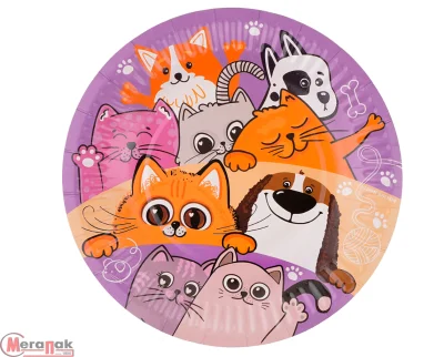 Тарелки (7''/18 см) Кошечки Собачки, 6 шт., 77518  - фото