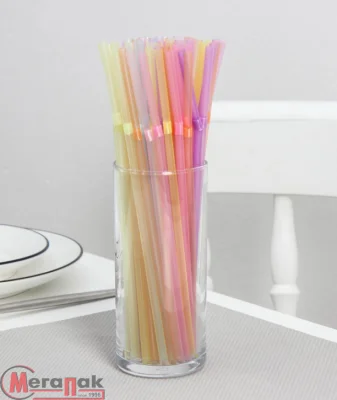 Соломка для коктейлей 5*210 мм 1/250 с гофрой, неон Разноцветный - фото