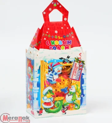 Новог.коробка "Замок малый "Часики" с анимацией до 900 гр Разноцветный - фото