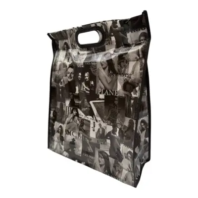 Сумка Эко с проруб. ручкой 38*45*14 черн/бел (10 микс), 3845 Микс - фото