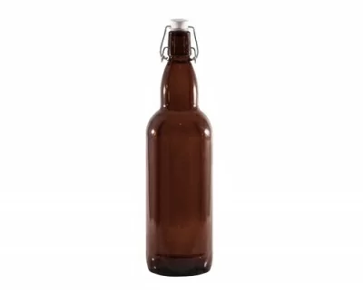 Стеклобутылка 1000мл коричневая + бугельная пробка Коричневый - фото