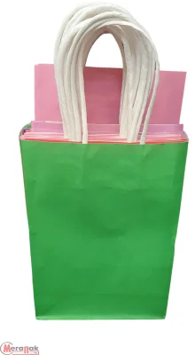 Пакет подарочный бумажный с ручками 14*20*7 Крафт, арт. L135 микс 5цвет Микс - фото
