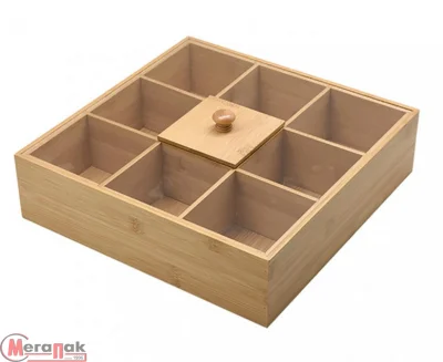 Органайзер д/пакетиков чай/кофе бамбук 30*30*10см №15 без крышки КТ-ОЧ-08  - фото