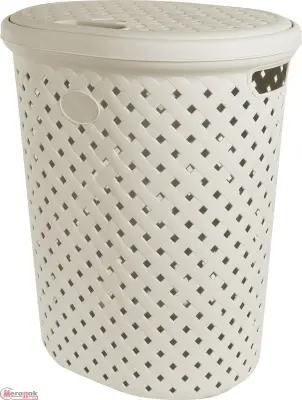 Корзина для белья Plast Team Rattan 42л 415х330х510 мм молочный туман, арт. PT408711048 Корзина для белья Plast Team Rattan 42л 415х330х510 мм молочный туман, арт. PT408711048 Молочный - фото