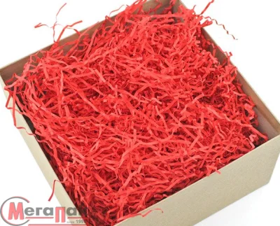 Наполнитель для коробок бумажный волна, Красный 50гр в упаковке, арт. C18 Красный - фото