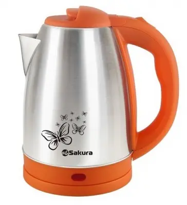 Чайник электрический SA-2135AS из нержавеющей стали, оранжевый оранжевый - фото