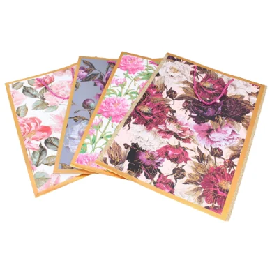 Пакет подарочный бумажный с ручками 26*32*12, арт. L339 Люкс цветы  - фото