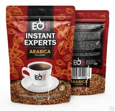 Кофе растворимый Instant Experts ARABICA Columbia в пакете, 95 грамм  - фото