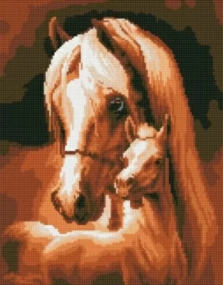 Алмазная мозаика 40*50см "Лошадь и жеребёнок"  - фото