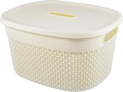Корзина для хранения с крышкой OSLO 6л лен, арт. PT1331/GRЛН-10 Молочный - фото