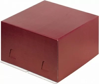 Коробка для торта без окошка 300*300*190мм гофрокартон бордо Бордо - фото