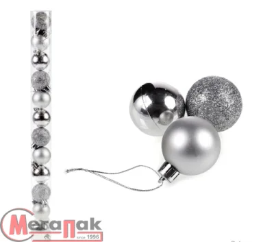 Набор шаров 12штук 4см МИНИ (серебро) HX-12/2 Серебро - фото