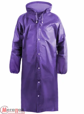 Дождевик-плащ EVA, фиолетовый, на кнопках, рукава на резинках, 110 мк, Komfi, EVAF12 Фиолетовый - фото