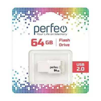 Карта памяти Perfeo USB 64GB M01 White PF-M01W064  - фото