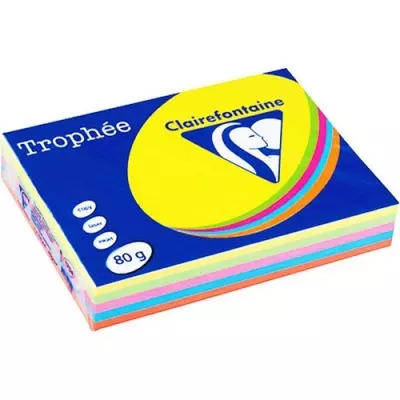Бумага цветная для печати TROPHEE А4, 500л, ассорти Интенсив Разноцветный - фото