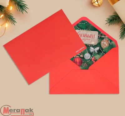 Подарочный конверт «С Новым годом», 16 х 11 см, 9700900 Красный - фото