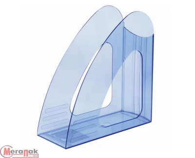 Лоток вертикальный для бумаг BRAUBERG "Delta", 240х90х240 мм, тонированный синий, 237245  - фото