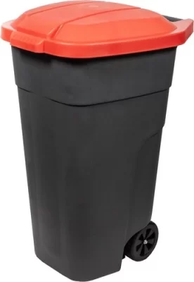 Бак для раздельного сбора мусора с крышкой на колесах 110л, красный Красный - фото