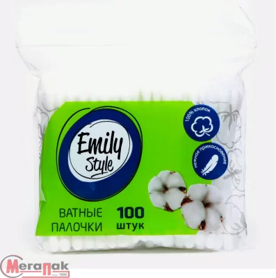 Ватные палочки пакет 100шт с зиплоком(К),Emily Style,С0007217 (52) Белый - фото