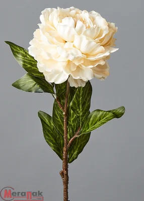 Цветок искусственный декоративный "Пион" 66*11см, 1шт, молочный  - фото