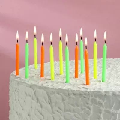 Свечи для торта "С Днем Рождения", 12 шт в упаковке  - фото