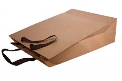 Пакет подарочный бумажный с ручками 32*26*12 Крафт, арт. L141  - фото