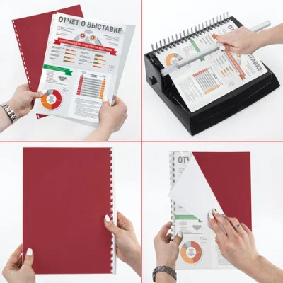 Обложки картон д/переп А4, КОМПЛЕКТ 100шт., тисн.под кожу. 230г/м2, красные, BRAUBERG. 530948 Красный - фото