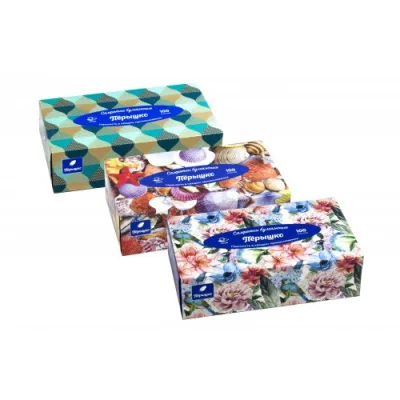 Салфетки "Перышко" non-stop в коробке 2-сл,  20*20см, 100л (Микс), арт. 3870 Белый - фото