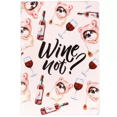 Обложка на паспорт "Wine not?" Розовый - фото