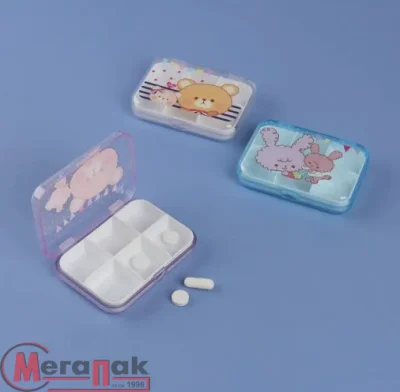 Таблетница «Милашки», 4 секции, 9,2*6,5*1,6 см, микс, 261933 Микс - фото