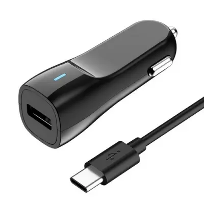 Автомобильное зарядное устройство USB 2.1A + Type-C кабель, OLMIO Черный - фото