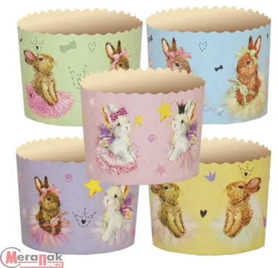 Форма бумажная 200мл ЗАЙЧИКИ d90xh90мм 1/5  - фото