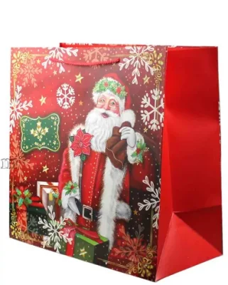 Пакет подар.бум.с руч 38*38*20 НГ люкс (120шт/12) N723  - фото