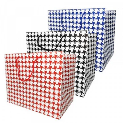 Пакет подарочный бумажный с ручками 37х37х18, арт. L219 Люкс клетка  - фото