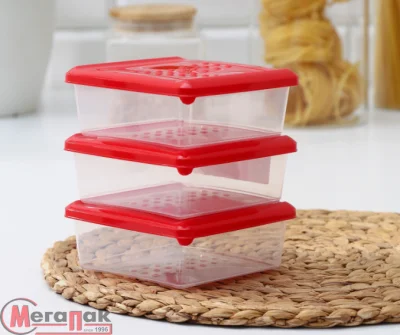 Контейнер для продуктов "Asti" квадратный 0,5л (красный), арт. 221100306/03 Контейнер для продуктов "Asti" квадратный 0,5л (красный), арт. 221100306/03 Красный - фото