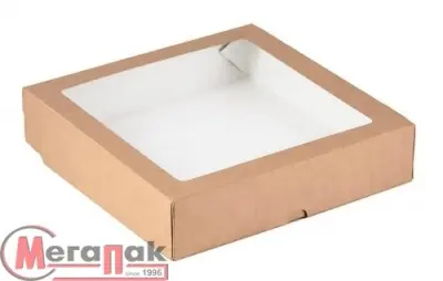 Коробка карт с окном 200*200*55 ECO Tabox PRO 1555 Коричневый - фото