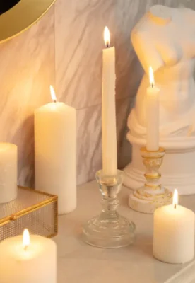 Набор свечей античных, 2 шт, белый, 82018404, 89369055 (42) Белый - фото