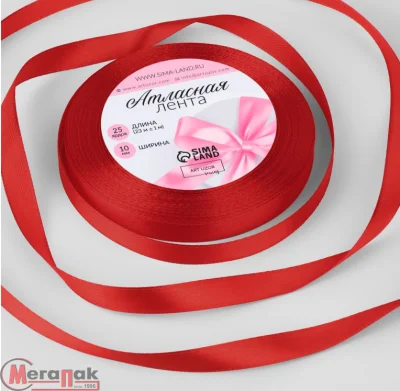 Лента тканная атласная 10мм*25Y Красный 10шт/упак 800 т.м., F014-10/26 Красный - фото