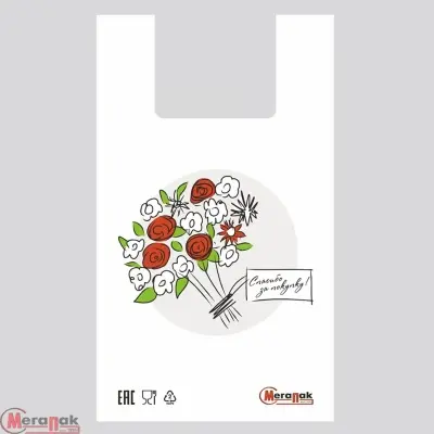 Майка-пакет 28*7*48 12мк "Спасибо за покупку" 1/100 RI-085  - фото