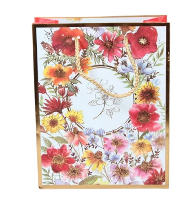 Пакет подарочный бумажный с ручками 31*42*12, арт. L610 Люкс цветы/шары  - фото