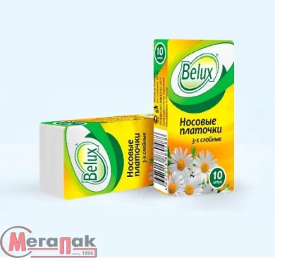 Платочки бум. “BELUX” без аромата, 3-сл, арт. 161 Белый - фото