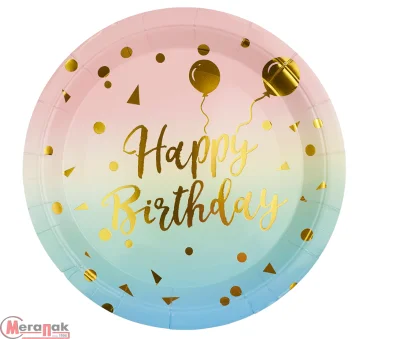 Тарелки (9''/23 см) Невесомый ДР, Радужный/Золото, Металлик, 6 шт., 6231905  - фото