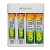 Зарядное устройство USB GP E411210/80-2CRB4, PowerBank для  аккумуляторов  АА и ААА, 4 слота, в комплекте: 2*АА 2100мАч, 2*ААА 800мАч   - фото