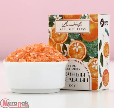 Соль для ванны 100 г, аромат апельсина, 9187589 Оранжевый - фото